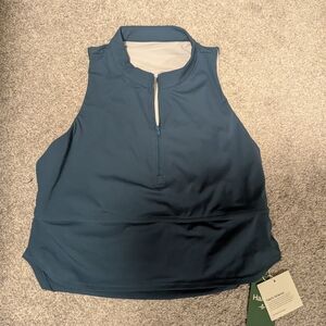 HALARA Navy Zip-Up Tank Top